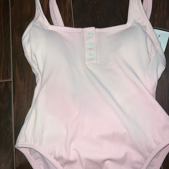 Stoney Clover Lane x Target Pink Ribbed Henley One Piece Swimsuit Size XS - Picture 2 of 10